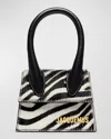 Jacquemus Le Chiquito Zebra Printed Leather Top-handle Bag In Black And White Zebra