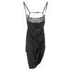 Jacquemus Le Chouchou Brodée Mini Dress In Black Satin In Black