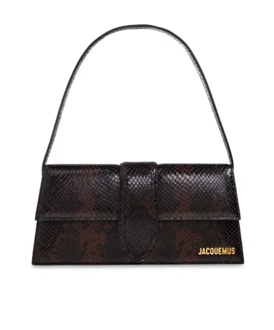 Jacquemus Le Chouchou Snakeskin Leather Flap Shoulder Bag In Black