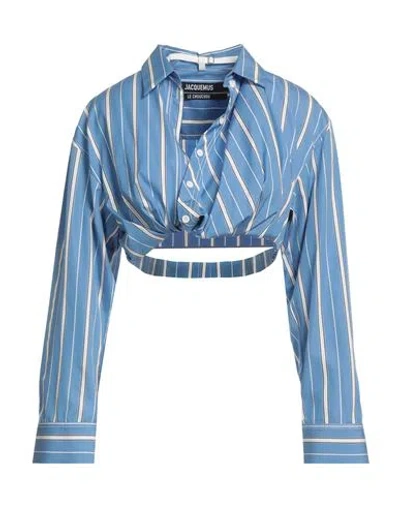 Jacquemus Woman Shirt Light Blue Size 6 Cotton
