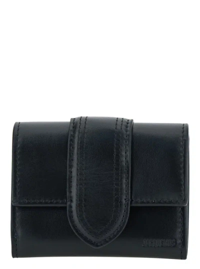 Jacquemus Le Compact Bambino' Black Wallet With Magnetic Closure In Leather