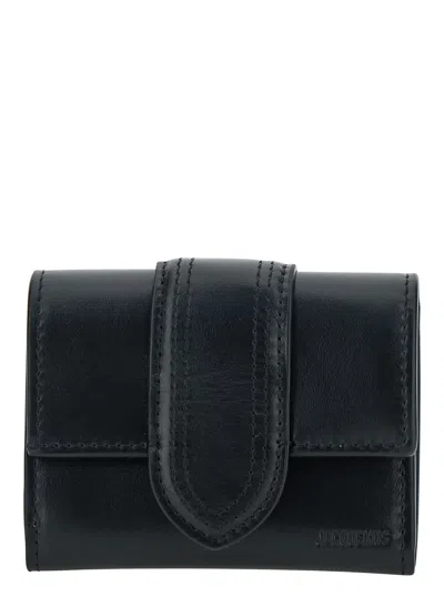 Jacquemus Le Compact Bambino Black Wallet With Magnetic Closure In Leather Woman