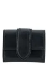 JACQUEMUS LE COMPACT BAMBINO BLACK WALLET WITH MAGNETIC CLOSURE IN LEATHER WOMAN