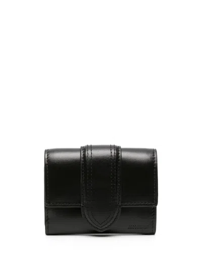 Jacquemus Le Compact Bambino Leather Wallet In Black