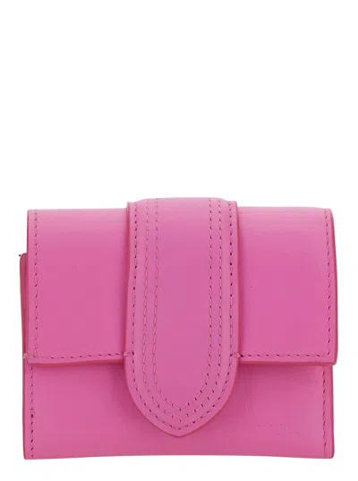 JACQUEMUS JACQUEMUS LE COMPACT BAMBINO PINK WALLET WITH MAGNETIC CLOSURE IN LEATHER WOMAN