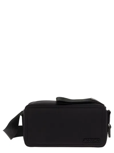 JACQUEMUS 'LE CUERDA HORIZONTAL' BLACK MESSENGER BAG WITH LOGO LETTERING DETAIL