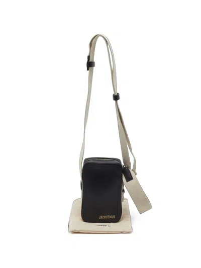 Pre-owned Jacquemus Le Cuerda Logo-plaque Messenger Bag In Black