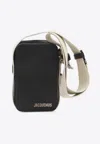 Jacquemus Le Cuerda Vertical Leather Messenger Bag In Black