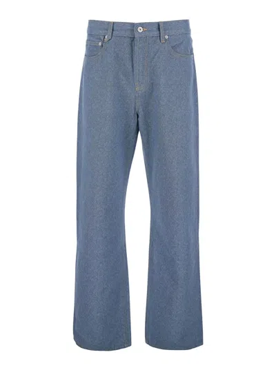 JACQUEMUS 'LE DE-NIMES DROIT' BLUE FIVE POCKET JEANS WITH EMBROIDERED LOGO ON THE BACK IN DENIM MAN