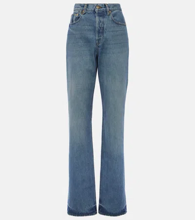 Jacquemus Le Haut De Nimes Distressed High-rise Straight-leg Jeans In Blue