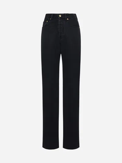Jacquemus Cropped Black Denim Pants With Flared Leg In White