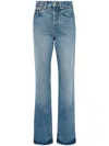 Jacquemus Wide Leg High Rise Jeans With Contrast Stitching In Blue