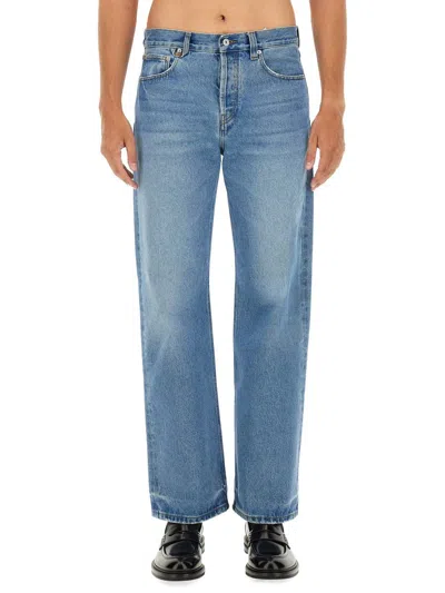 Jacquemus Denim Pants Topstitching Contrasting In Blue