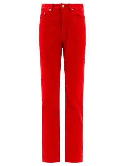 Jacquemus Denim Trousers Straight Belt Loops In Red