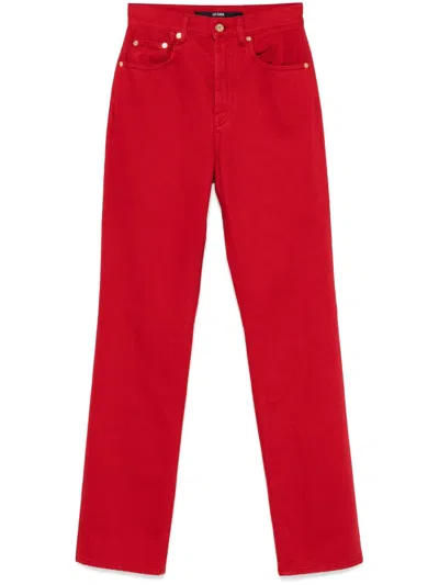 Jacquemus Denim Trousers Straight Belt Loops In Red