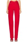 Jacquemus Denim Trousers Straight Belt Loops In Red