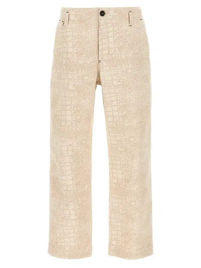 Jacquemus Le De-nîmes Fernando Croc Printed Pants In Croco Beige