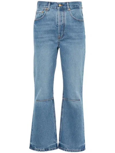 Jacquemus Le De-nîmes High-waist Cropped Jeans In Blue/tabac
