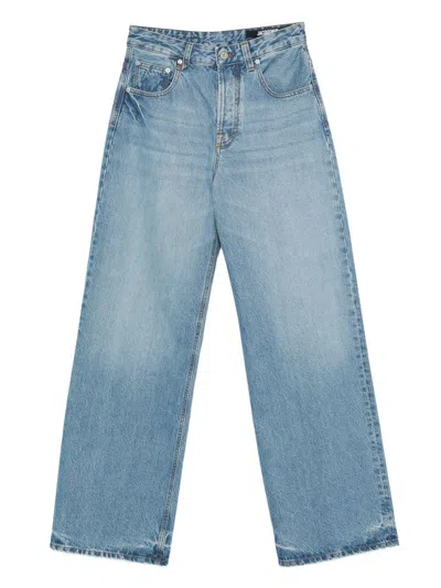 Jacquemus High-waisted Wide-leg Denim Pants With Signature Detail In Blue