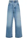 Jacquemus Wide Leg High Rise Jeans With Contrast Stitching In Blue