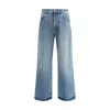 Jacquemus Le De-nimes Venice Blue Five Pocket Jeans With Embroidered Logo On The Back In Denim Man In Blue