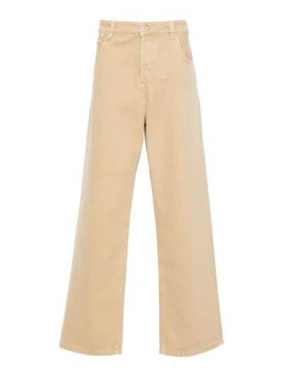 Jacquemus Denim Baggy Trousers Wide Legs In Yellow