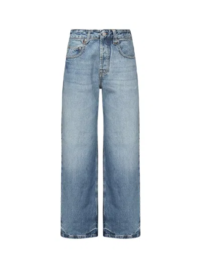 Jacquemus High-waisted Wide-leg Denim Pants With Signature Detail In Blue