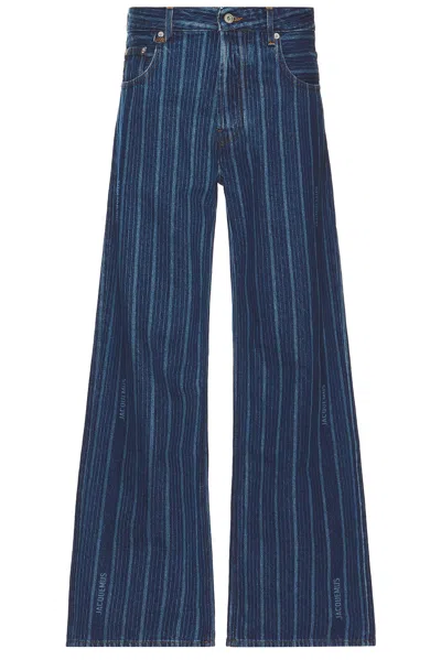 Jacquemus Mens  Le De Nimes Straight-leg Denim Jeans In Print Blue Stripe