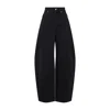 Jacquemus High-waisted Wide-leg Jeans In Solid Black Denim In Black