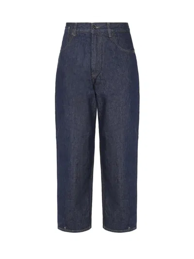 Jacquemus Navy Blue Cotton Denim Jeans In Brown