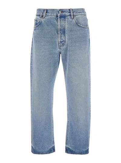 Jacquemus Le De-nimes Venice Blue Five Pocket Jeans With Embroidered Logo On The Back In Denim Man
