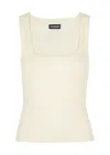 Jacquemus The Gros Grain Cropped Tank Top In Cream