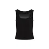 Jacquemus Le Debardeur' Black Tank Top With U Neckline And Logo Patch In Ribbed Cotton In Black
