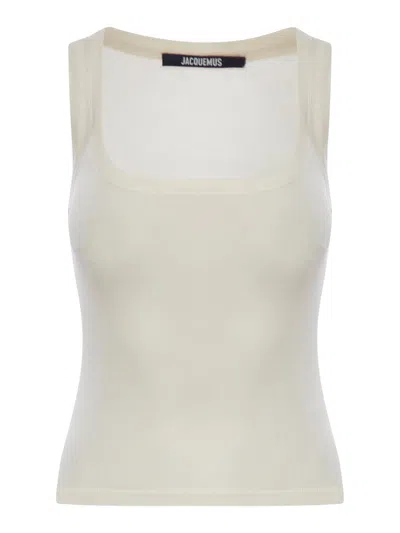 Jacquemus Debardeur Fros Grain Cotton Tank Top In White
