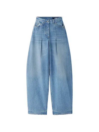 Jacquemus Le De Nimes Ovalo Pleated Jeans In Blue