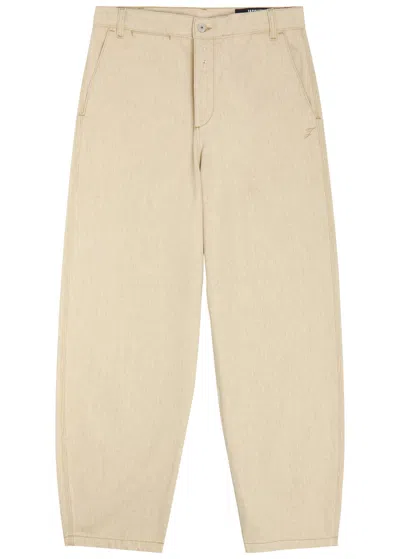Jacquemus Le De-nimes Paysan Wide-leg Cotton-blend Trousers In Neutral