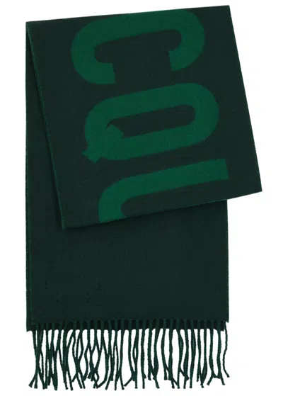 Jacquemus Le Écharpe Logo-intarsia Wool Scarf In Green