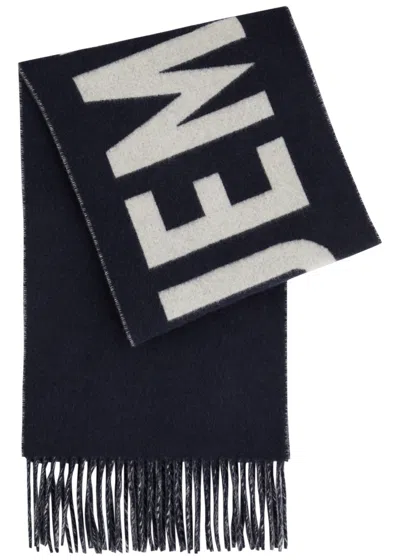 Jacquemus Le Écharpe Logo-intarsia Wool Scarf In Black