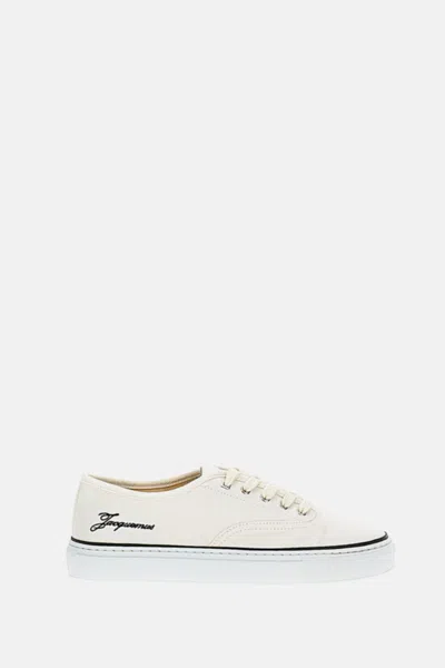 Jacquemus Les Fefe Logo-embroidered Canvas Sneakers In White