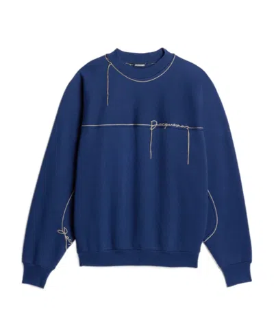 Jacquemus Le Fio Embroidered Sweatshirt In Blue