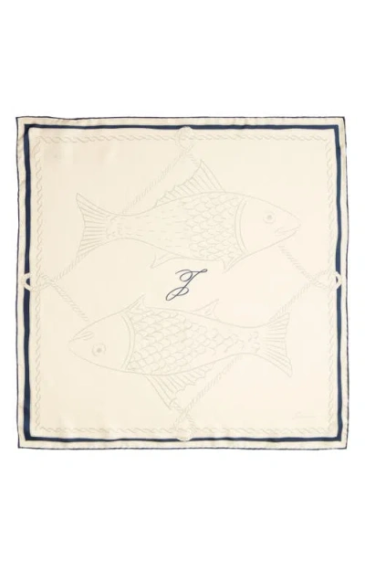 Jacquemus Le Foulard Fish Print Silk Scarf In Pink