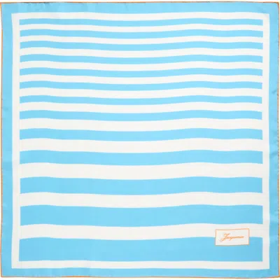 Jacquemus Le Foulard Stripe Silk Scarf In Gray