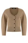 Jacquemus Doppio Button Round-neck Cardigan In Brown