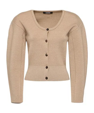 Jacquemus Le Gilet Doppio Wool Blend Cardigan In Brown