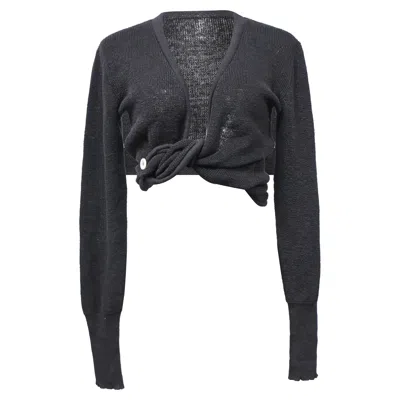 Jacquemus Le Gilet Noué Knotted-front Cropped-top In Black Linen