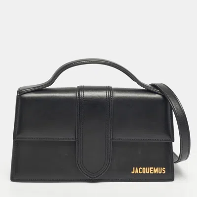 Pre-owned Jacquemus Le Grand Bambino Black Leather Top Handle Bag