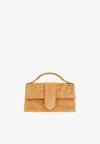 Jacquemus Le Grand Bambino Croc-embossed Suede Top Handle Bag In Beige
