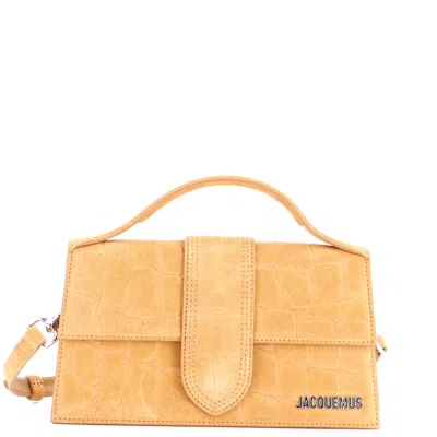 Jacquemus Le Grand Bambino Flap Bag Crocodile Embossed Suede In Pattern