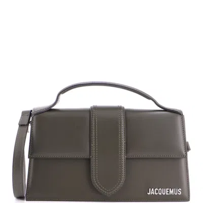 Jacquemus Le Grand Bambino Flap Bag Leather In Grey