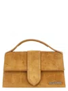 Jacquemus Le Grand Bambino Beige Handbag With Logo Lettering On The Front And Crocodile Skin Effect In Suede W In Brown